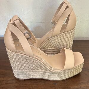 Gianni Bini Nude Wedge Sandals